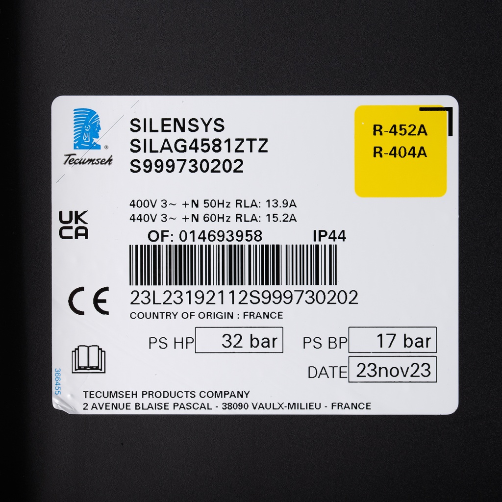 Condensing unit SILAG4581ZTZ LBP R404A 400V