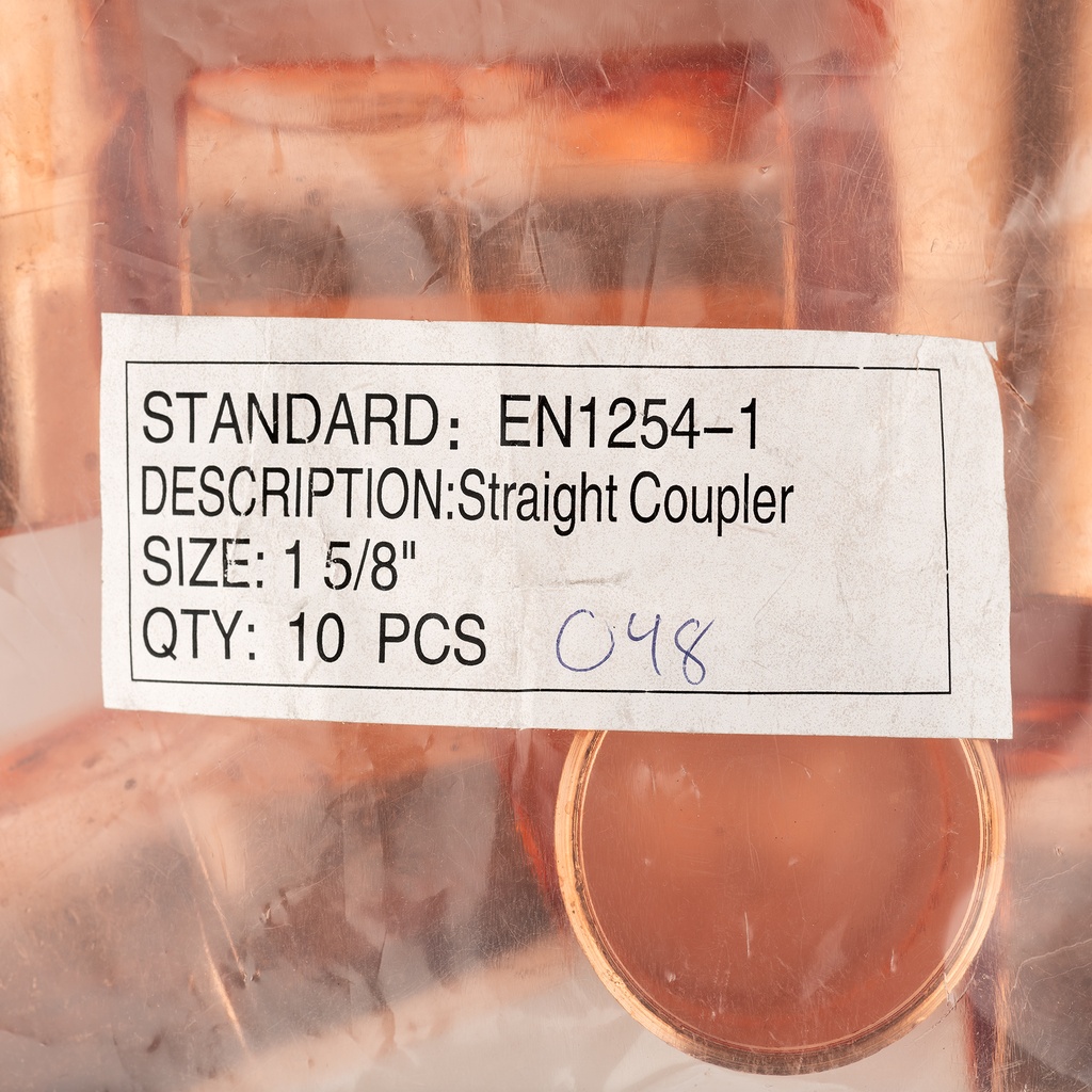 Straight Coupler 1 5/8" K5270  80 BAR Cu-DHP