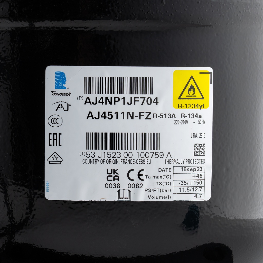 Compressor R134A AJ4511N-FZ 32,7cm³ HMBP 230V (Rotalock)