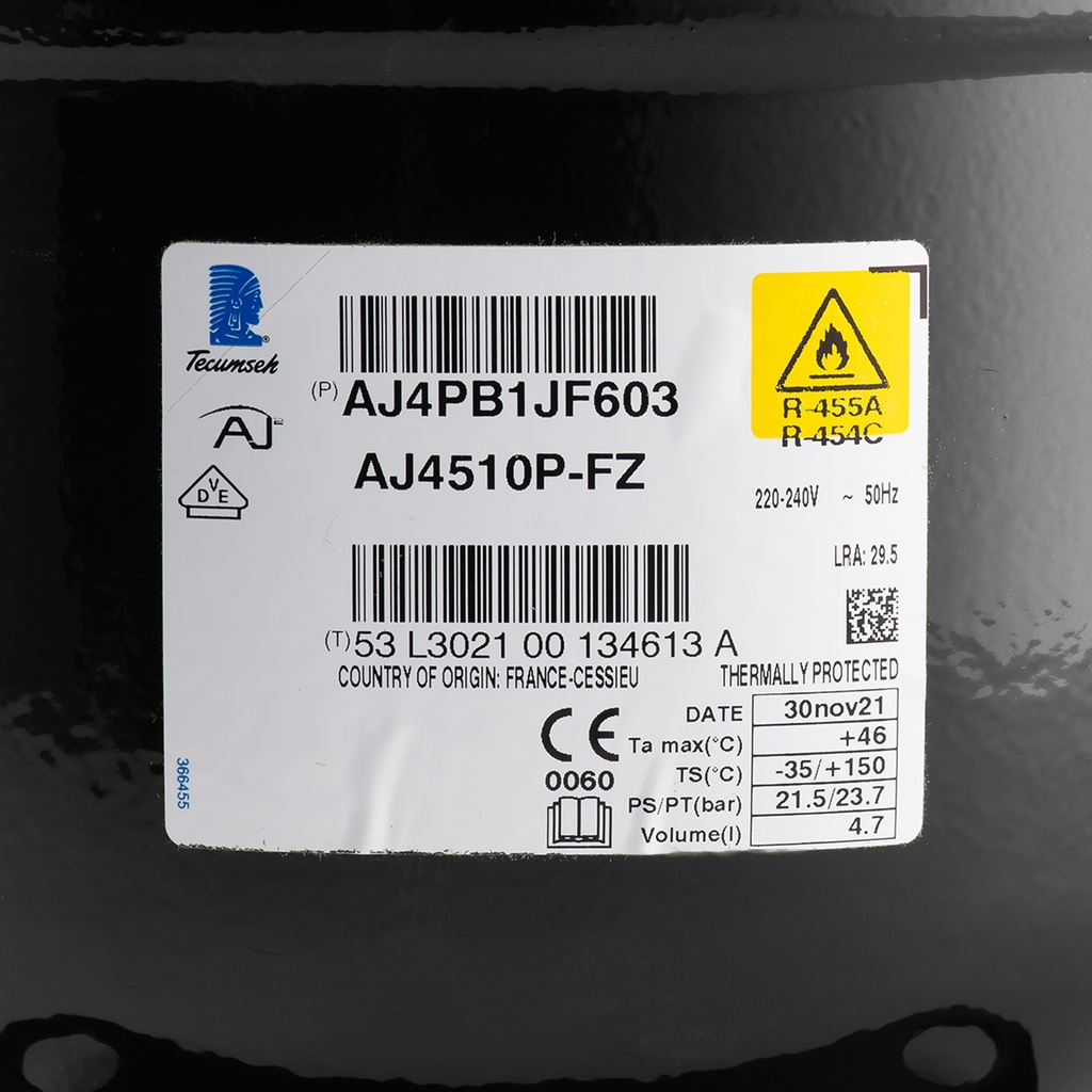 Compressor R455A/R454C AJ4510P-FZ 18,3cm³ HBP 230V 