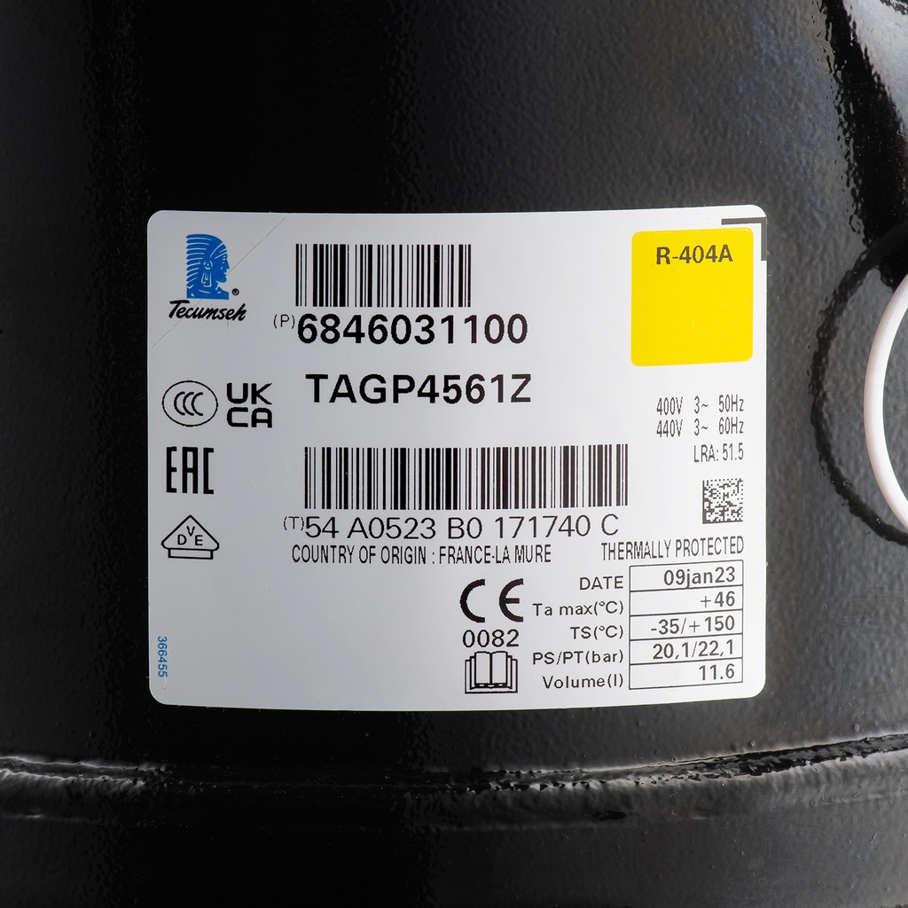 Compressor R404A TAGP4561Z 112,7cm³ HBP 400V