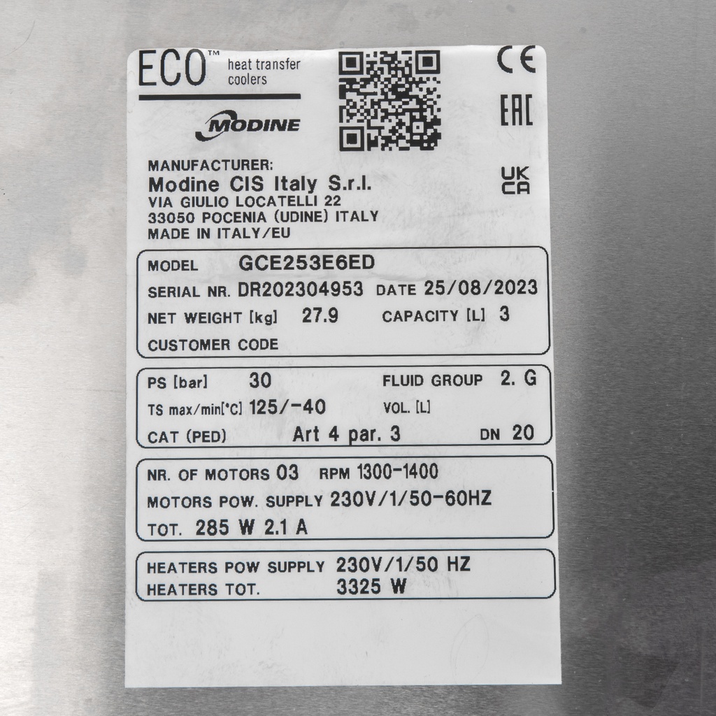 Evaporator with defrost GCE 253E6 6mm