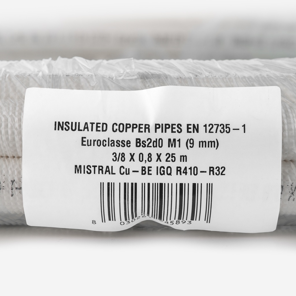 Insulated copper tube -25m 3/8"X0.8 Insulated