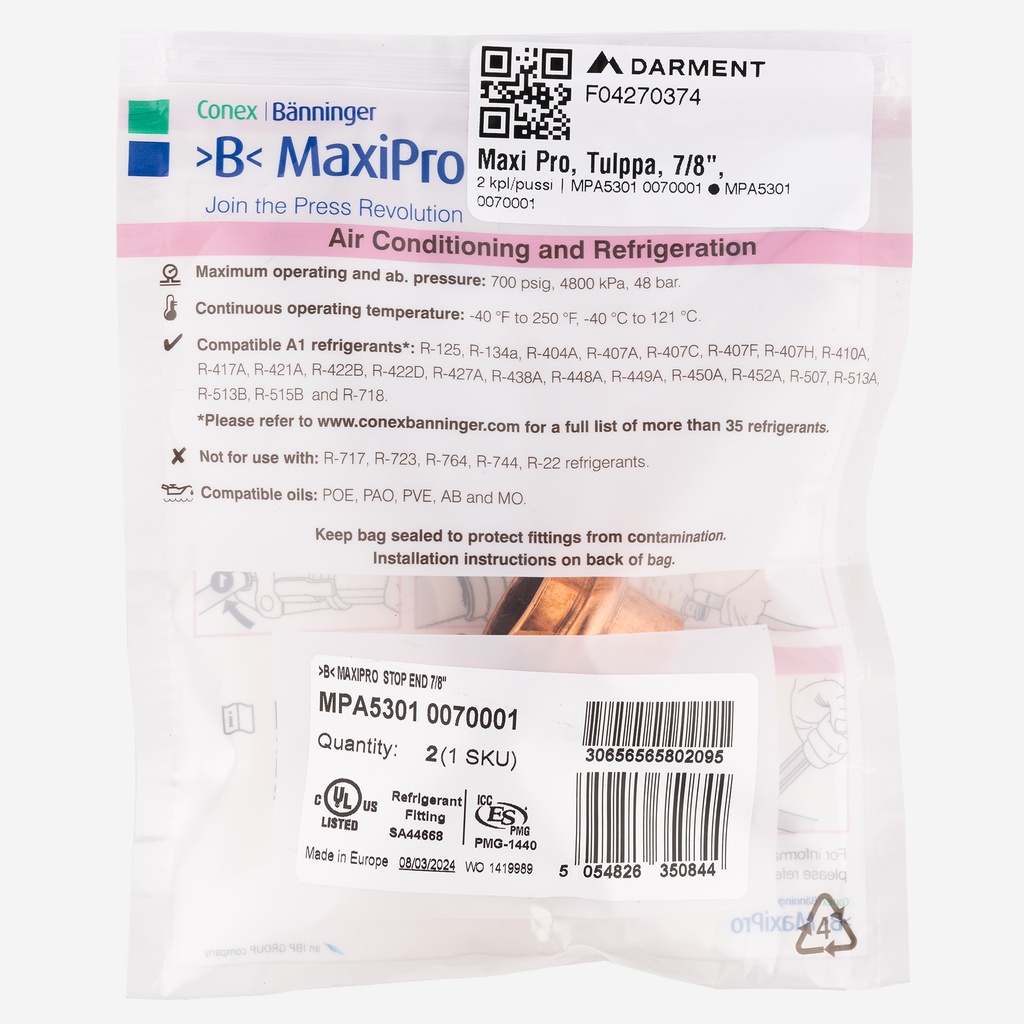 MaxiPro, End Cap, 7/8", 2pcs/bag | MPA5301 0070001