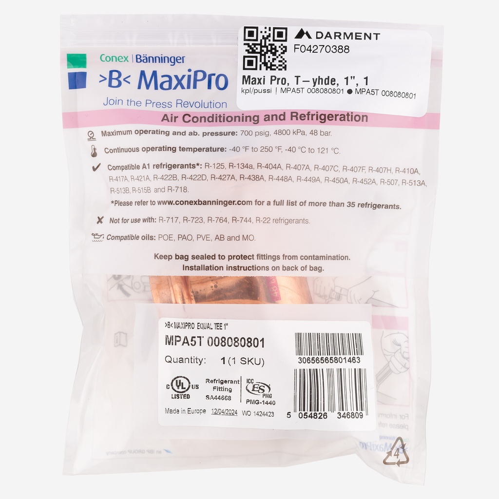 MaxiPro, Tee, 1", 1pcs/bag | MPA5T 008080801