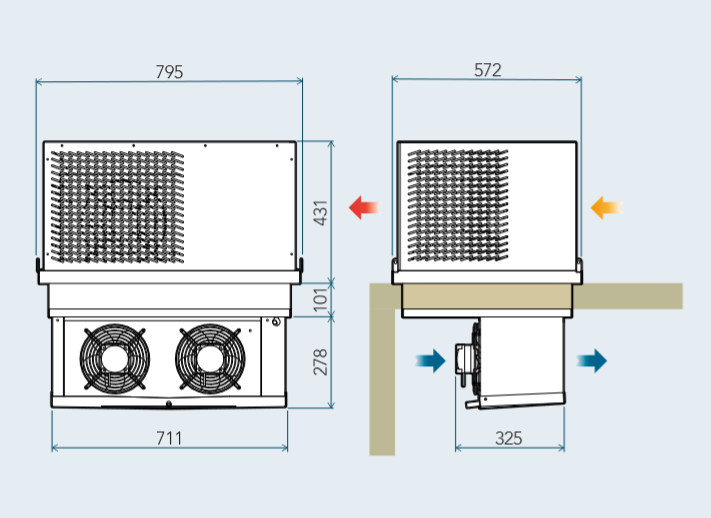 Monoblock pakastehuone, katto, R290, LBP, 230V,  7,0m3 [-22°C / +32°C]