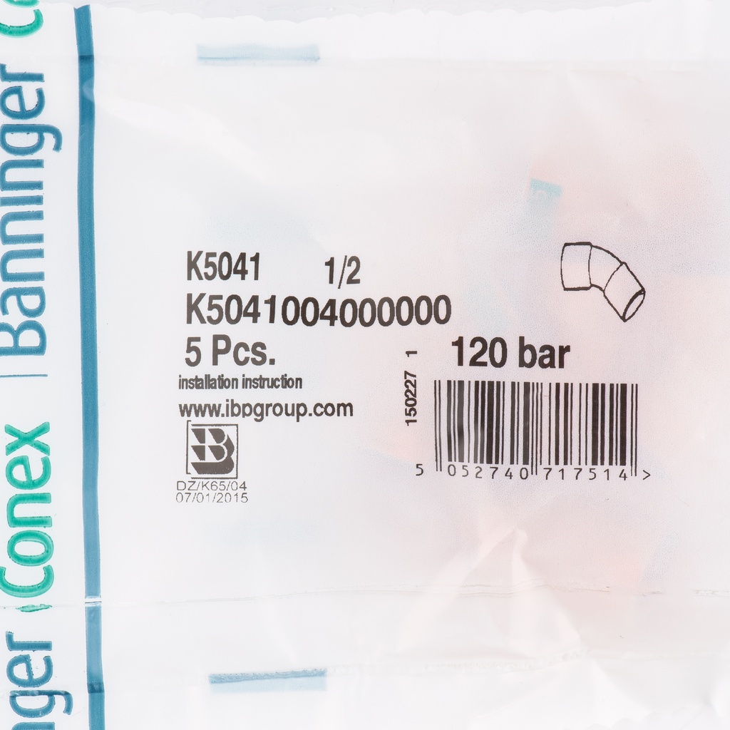 K5041	K5041 45° Obtuse Bend 1/2"	 	K5041004000000