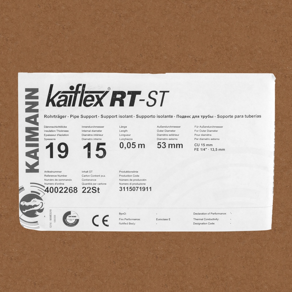 Insulated pipe support 19X15mm