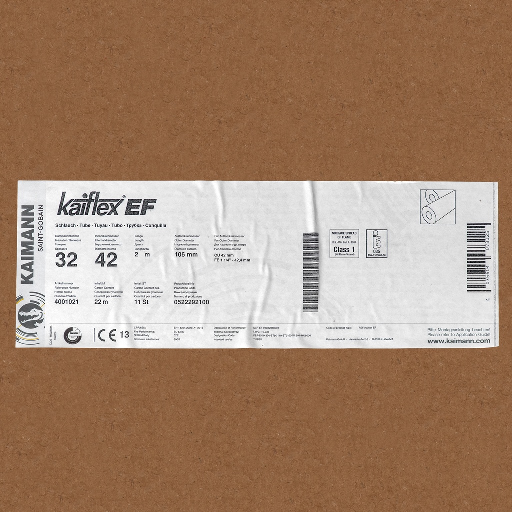 Insulation tube 32mm x 42mm (2m) (box: 22m/11kpl)