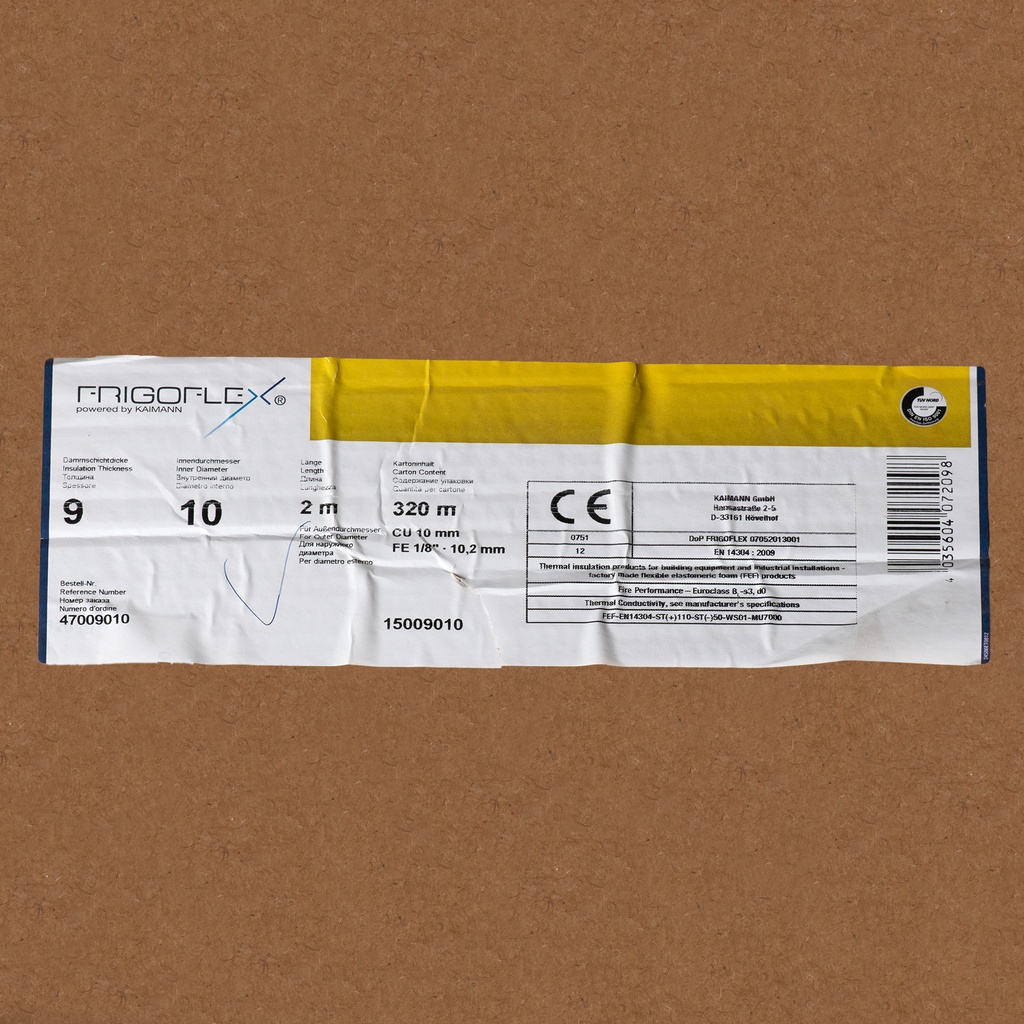 Insulation tube 9mm x 10mm (2m)  (box: 320m/160kpl)