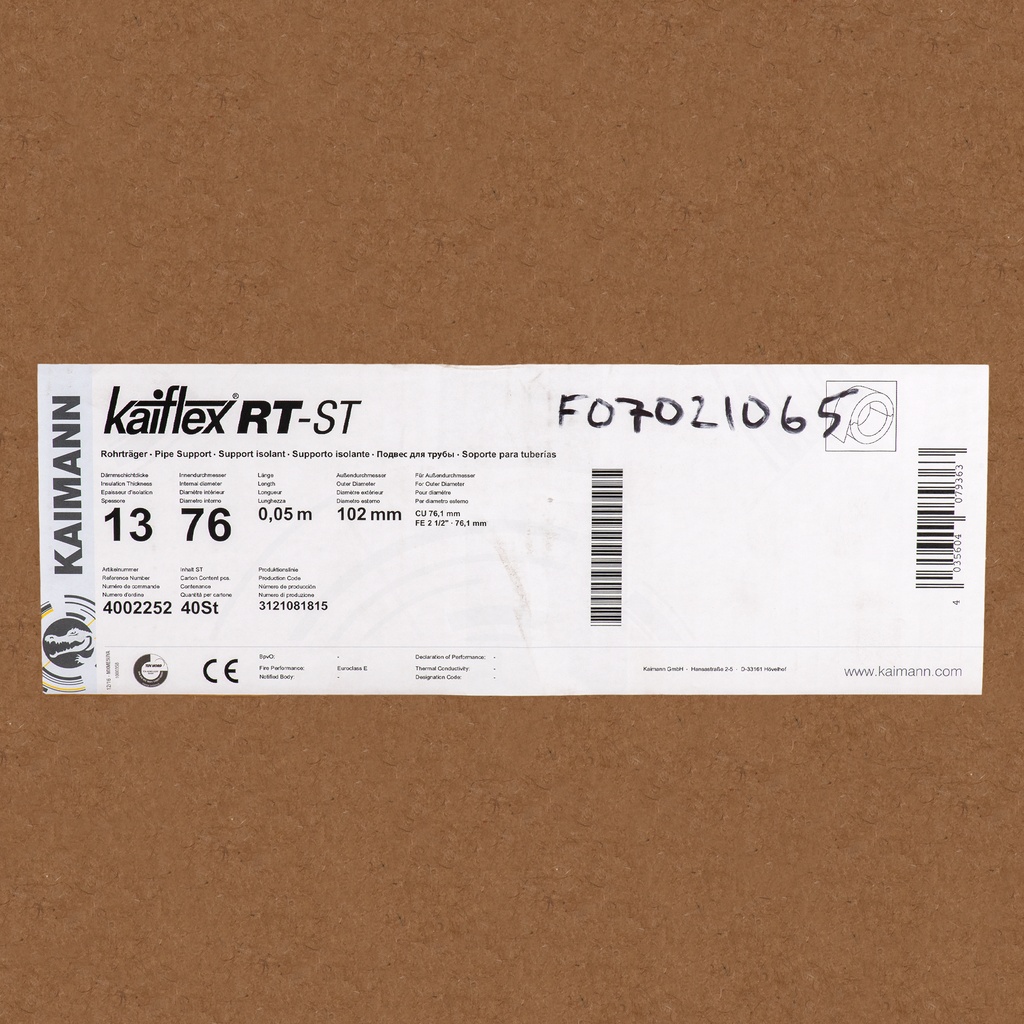 Insulated pipe support 13X76mm