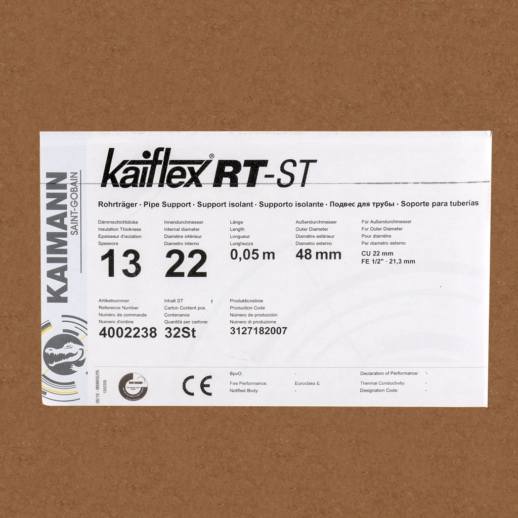 Insulated pipe support 13x22mm