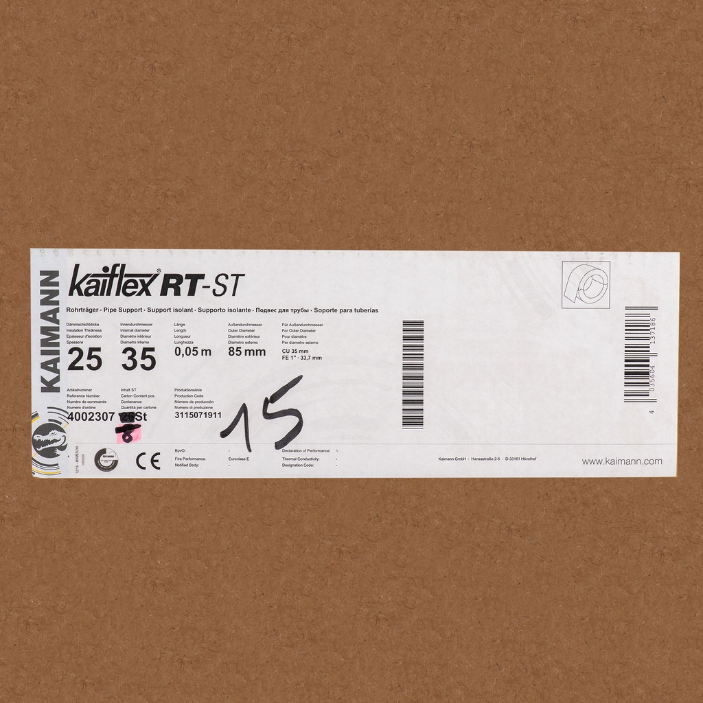 Insulated pipe support 25x35mm