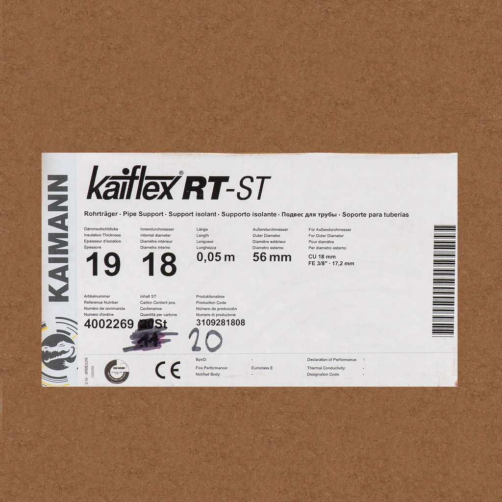 Insulated pipe support 19x18 19X18mm