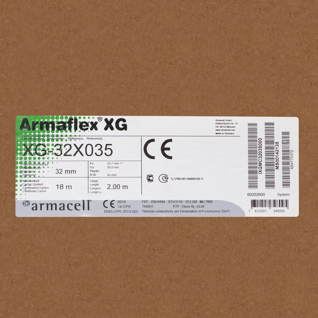 Insulation tube 32mm x 35mm (2m) Armaflex XG (box:18m/9pcs)