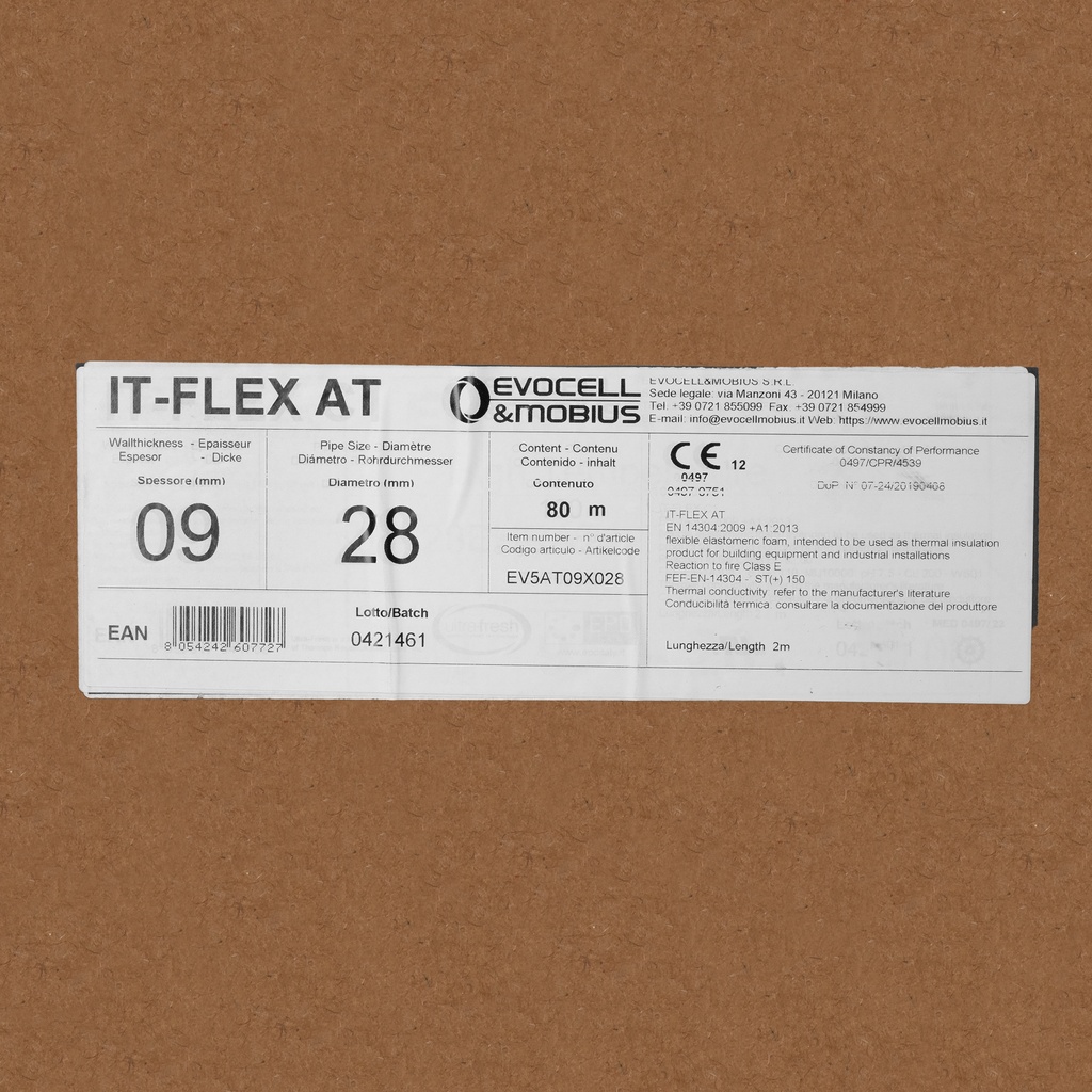 Insulation tube 9mm x 28mm (2m)  150°C heat resistant