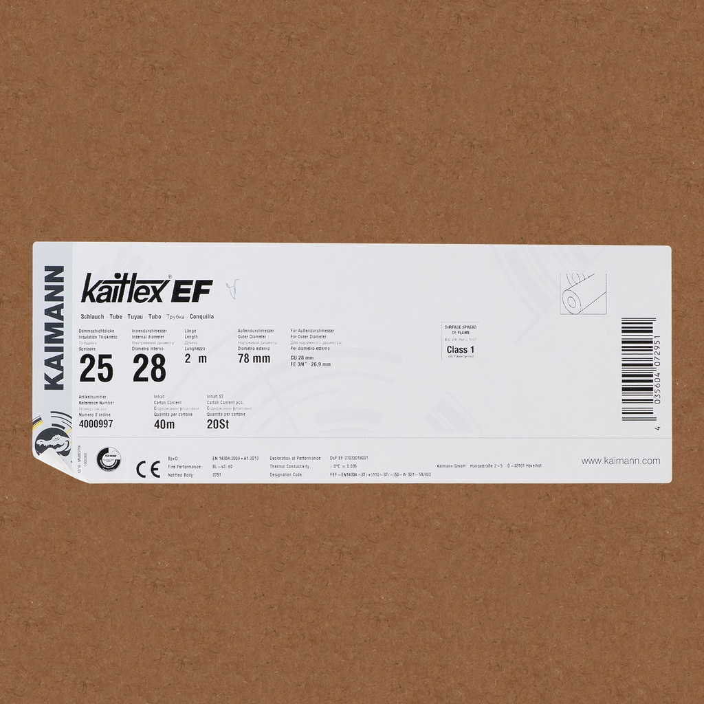 Insulation tube 25mm x 28mm (2m) (box: 40m/20kpl)