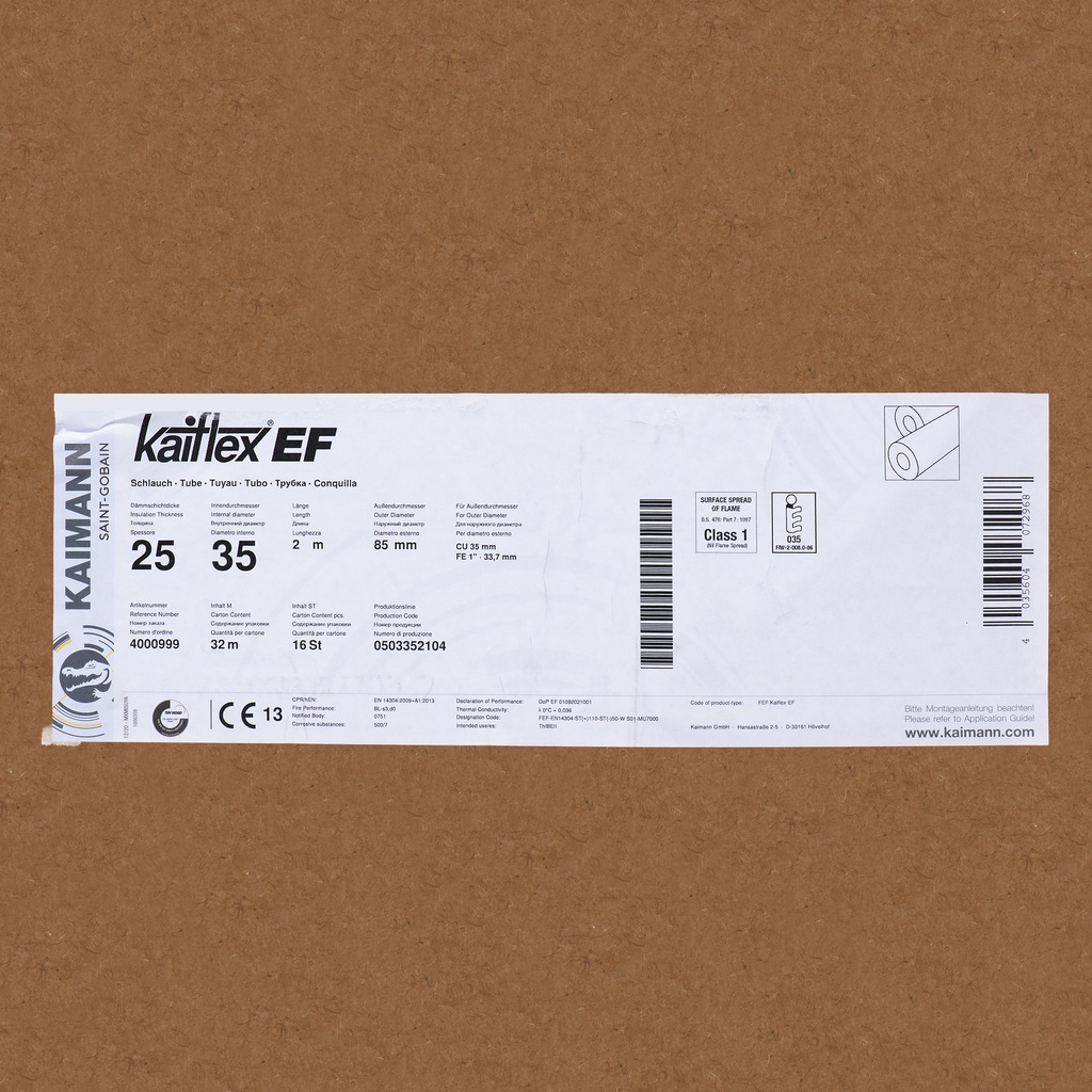 Insulation tube 25mm x 35mm (2m) (box: 32m/16kpl)