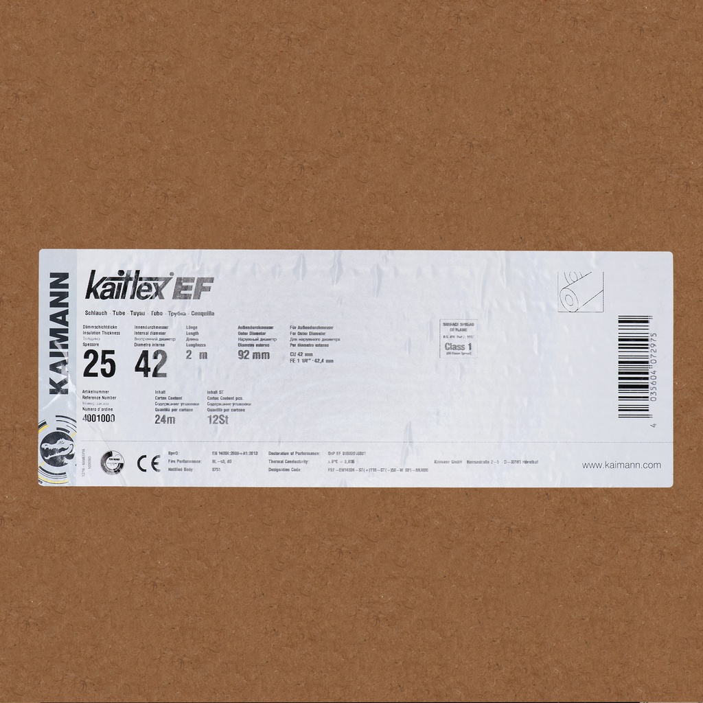 Insulation tube 25mm x 42mm (2m) (box: 24m/12kpl)