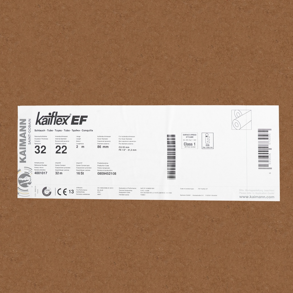 Insulation tube 32mm x 22mm (2m) (box: 32m/16kpl)