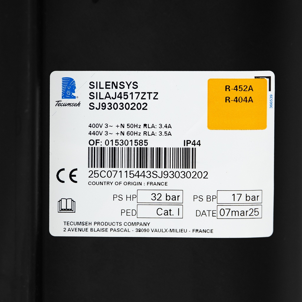 Condensing unit Silensys SILAJ4517ZTZ R404A 2292W -10/+32°C HBP 400V