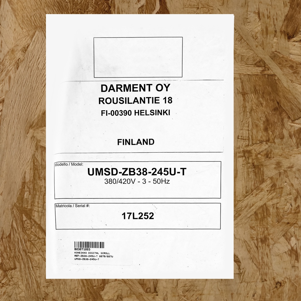 Condensing unit digital scroll REF-ZB38-245U-T 8879/887W