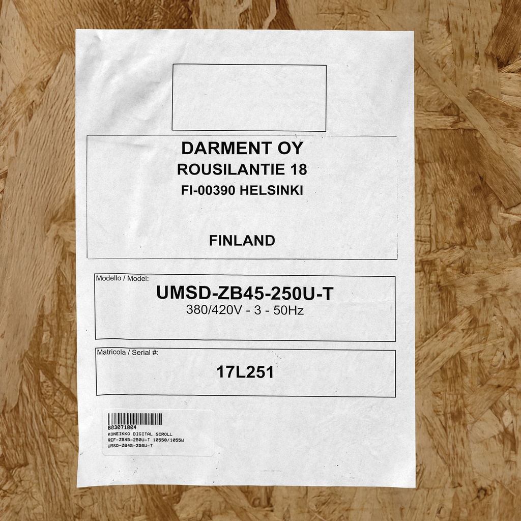 Condensing unit digital scroll REF-ZB45-250U-T 10550/1055W