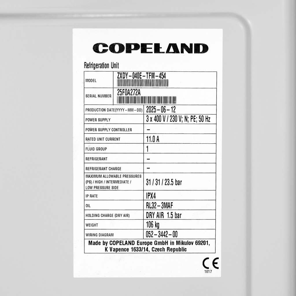 Condensing unit Copeland ZXDY-040E-TFM-454 3274897 digital scroll