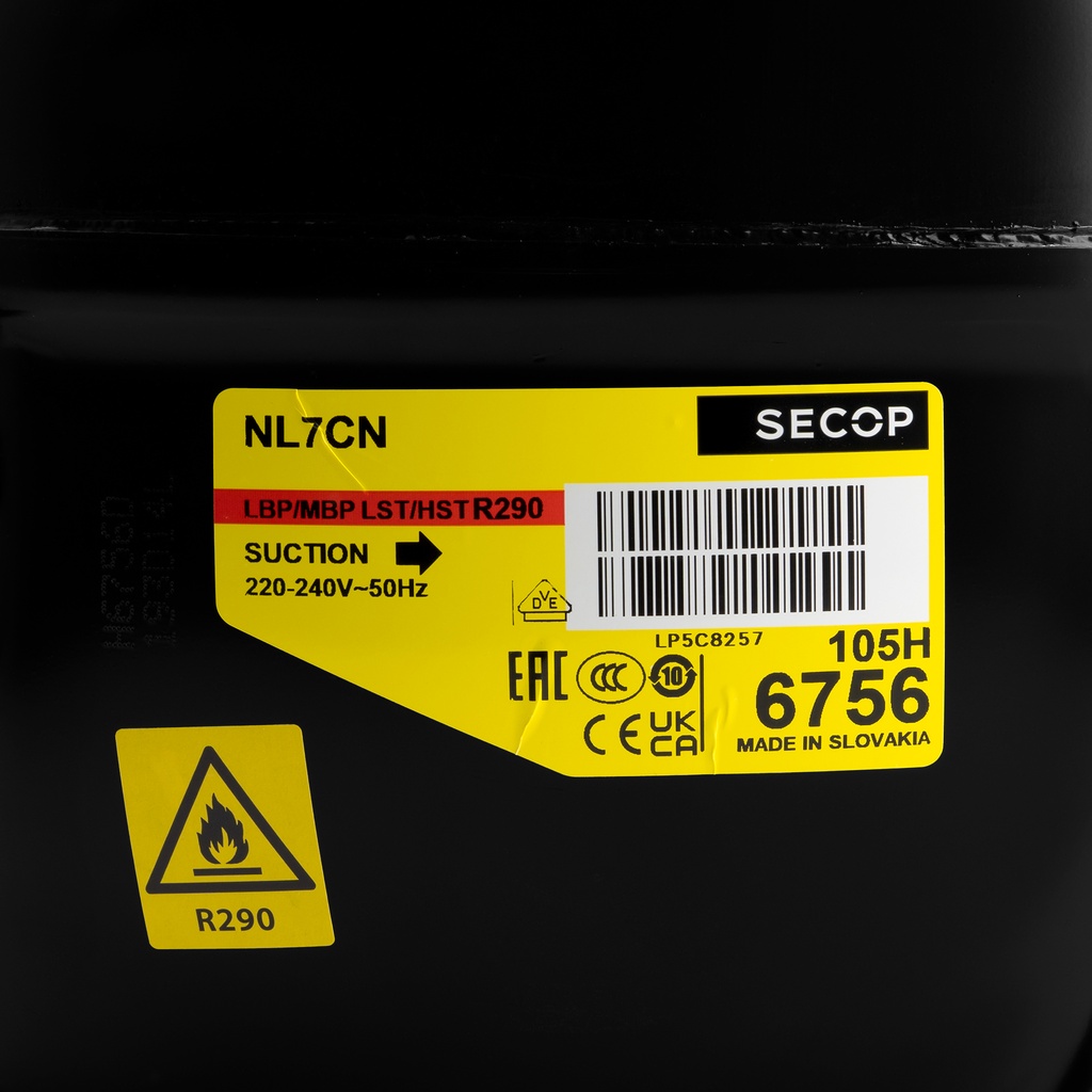 Compressor NL7CN 105H6756 7,27cm³ R290 LBP 230V CSIR