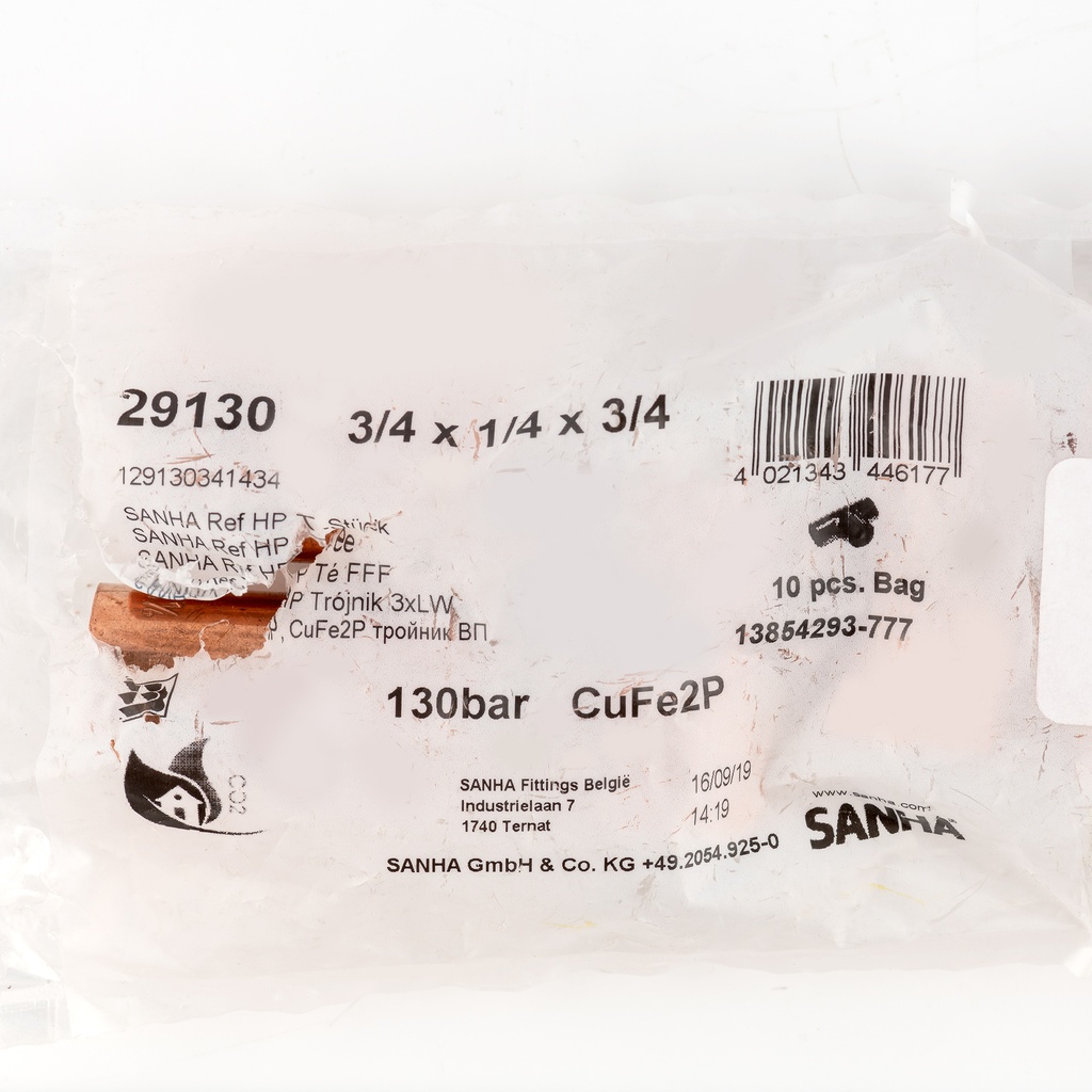 Tee 29310 130bar 129130341434, no LVI-code