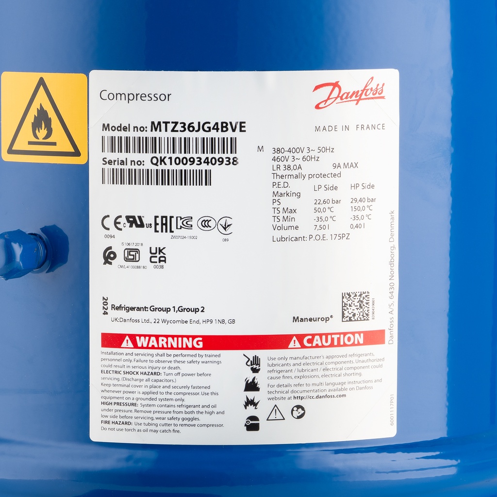 Compressor MTZ36-4V (MTZ36JG4BVE) 60,47cm³ 400V