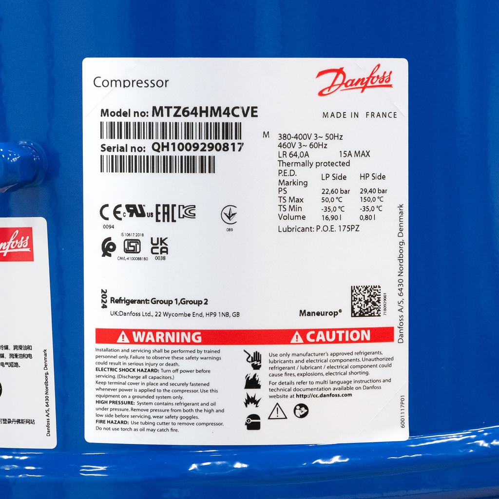 Compressor MTZ64-4V (MTZ64HM4CVE) 107,71cm³ 400V