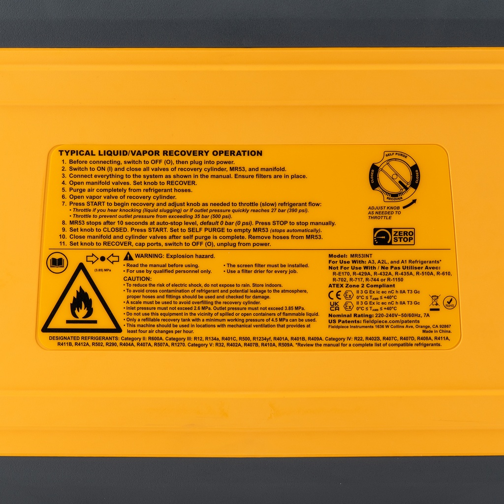 Recovery machine Fieldpiece MR53