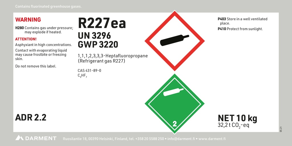 Refrigerant R227ea