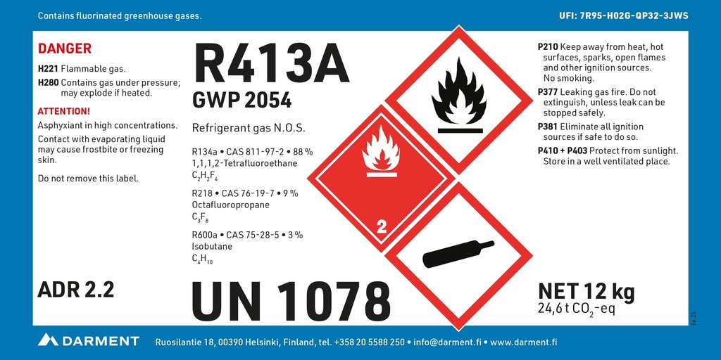 Kylmäaine R413A (12 kg, Xlite14)