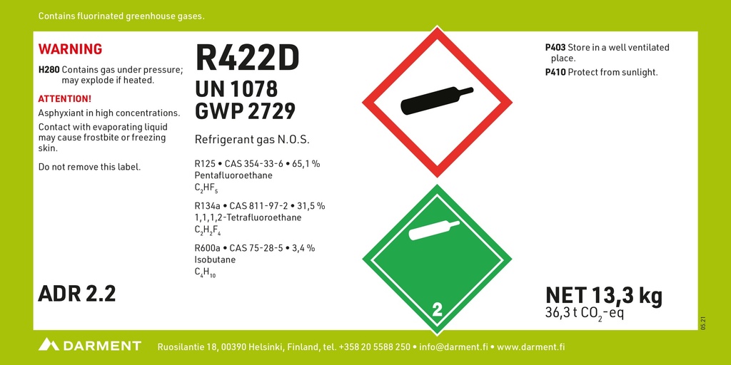 Refrigerant R422D