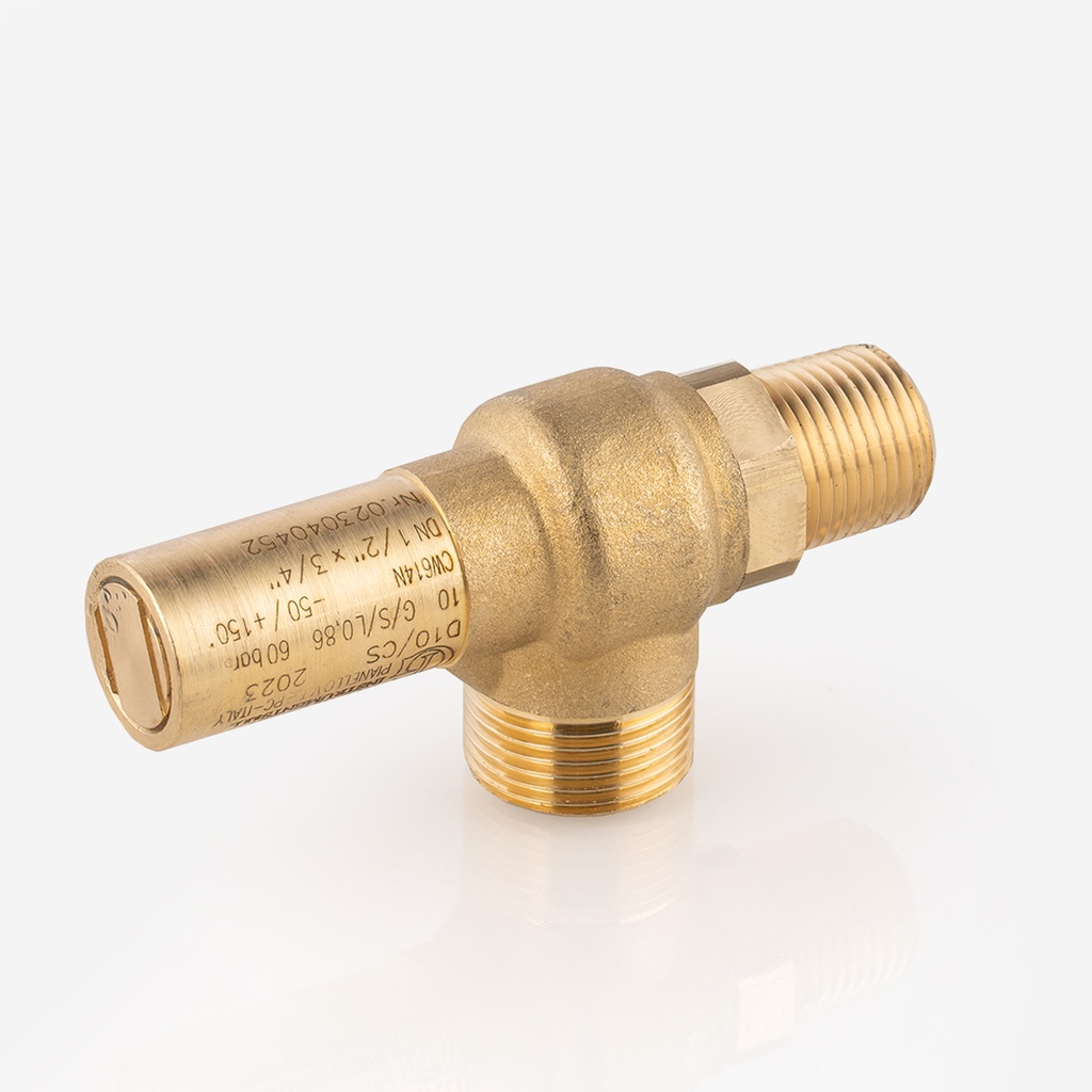 Varoventtiili D10/CS 1/2"NPT - 3/4"G 60bar Co2