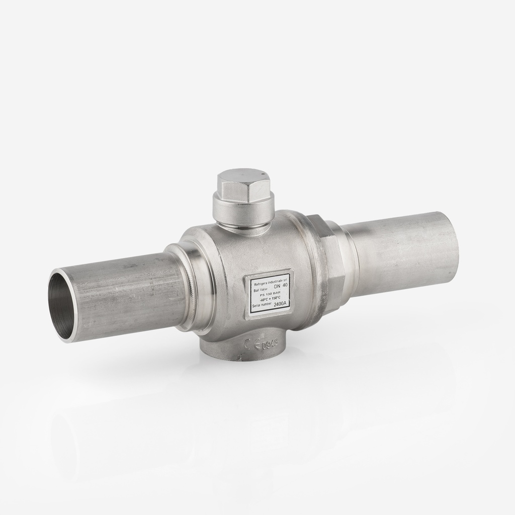 BV21YD40X0100 ball valve 2-way for R744 Y-type DN40 with OD stainless steel connections, A2